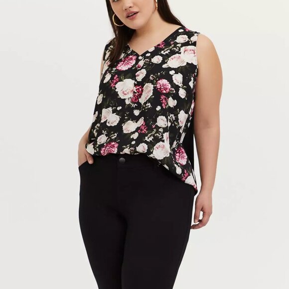 Torrid - Floral Georgette Knit Back Tank - Picture 3 of 11